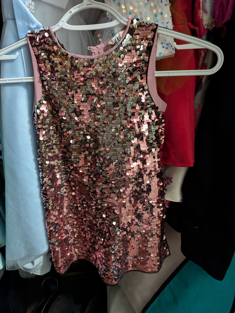 Girls Rose Gold Sequin Party Dress